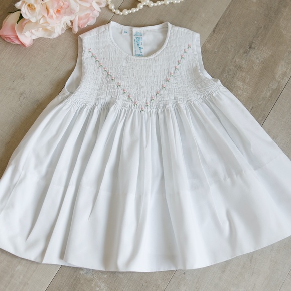 White Smocked Dress Feltman Brothers Size 3 Months Embroidery Spring Summer